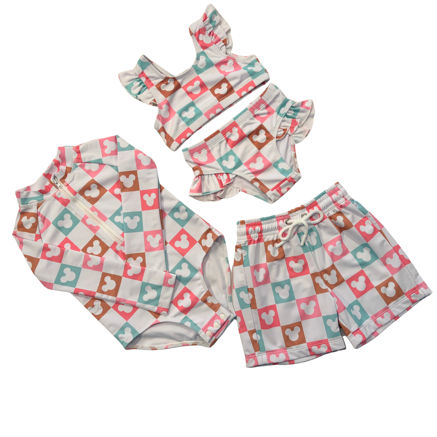 Coastal Mouse Check Ribbed Bikini