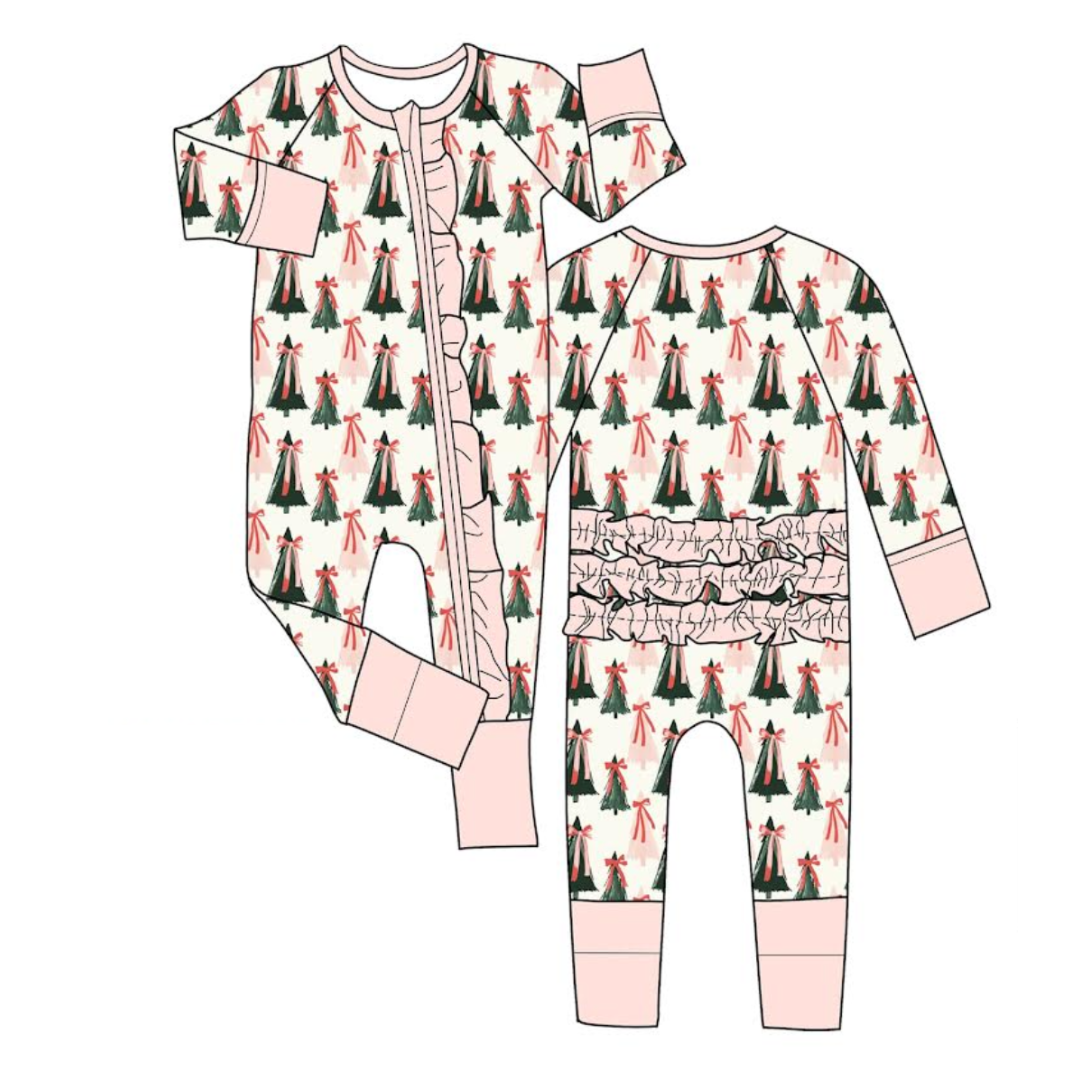 Peppermint Pines Zippy Ruffled Romper