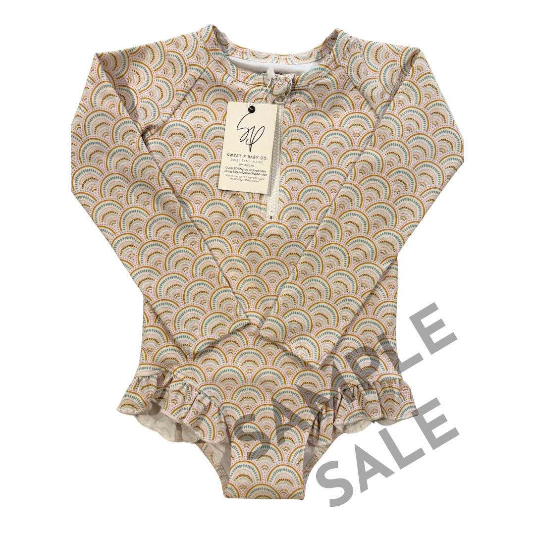 Boho Rainbows Long Sleeved Swimsuit Size 4T