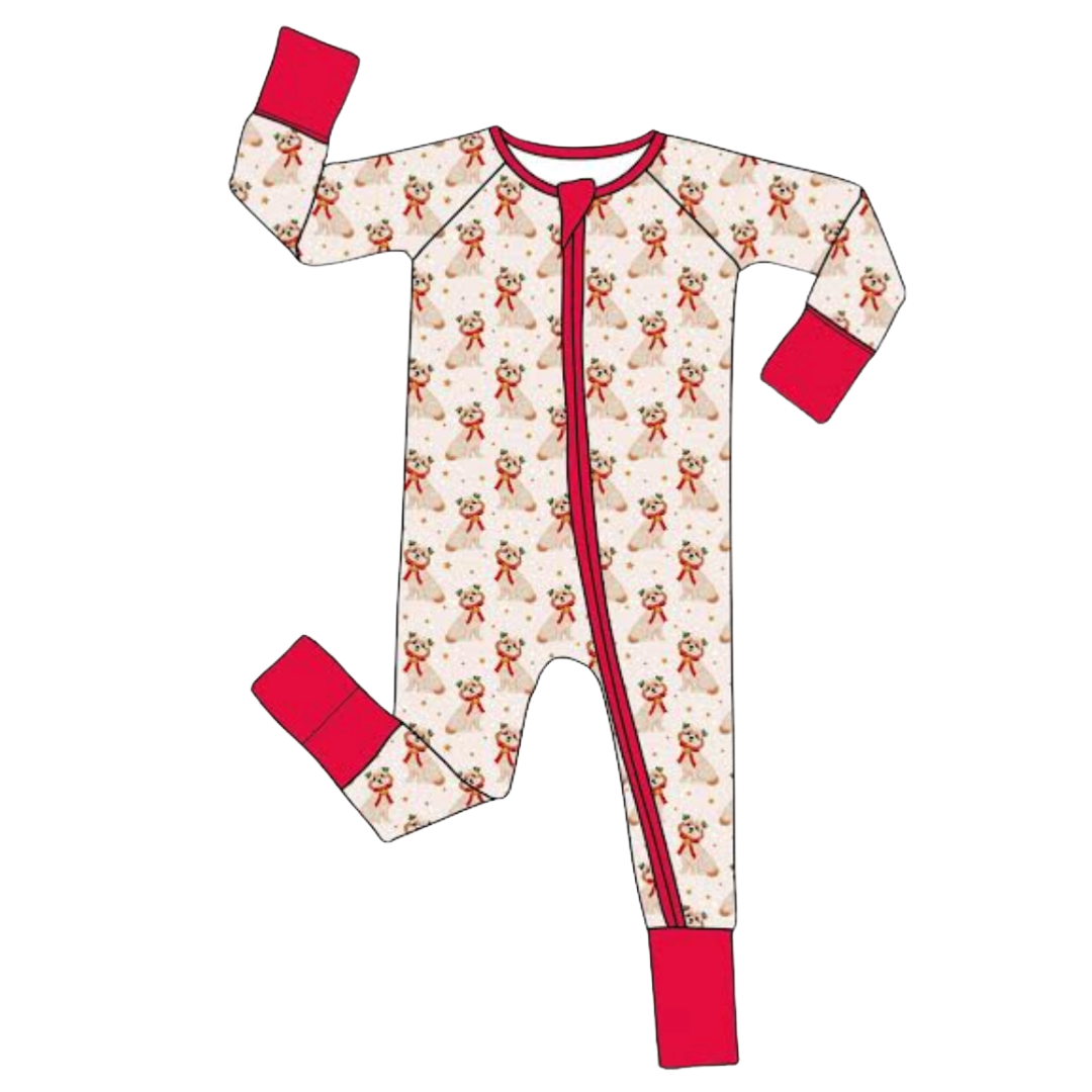 Holly Doodle Zip Up Bamboo Pajamas