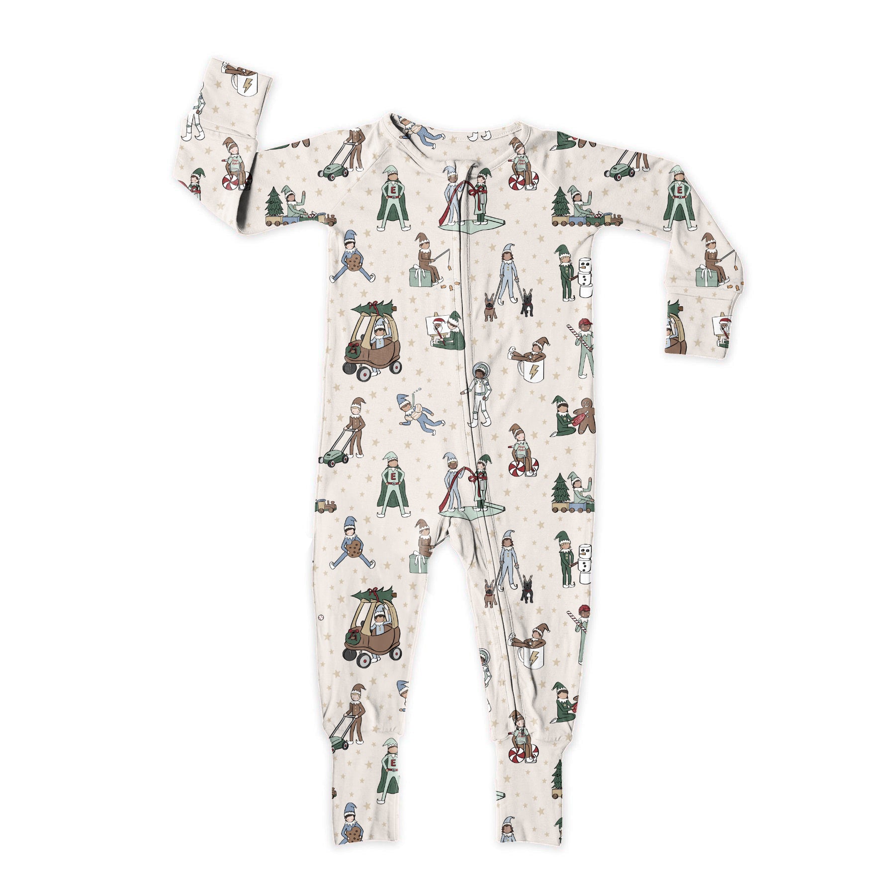 Elves Pink Bow Baby Girl Zip Pajama main image 1