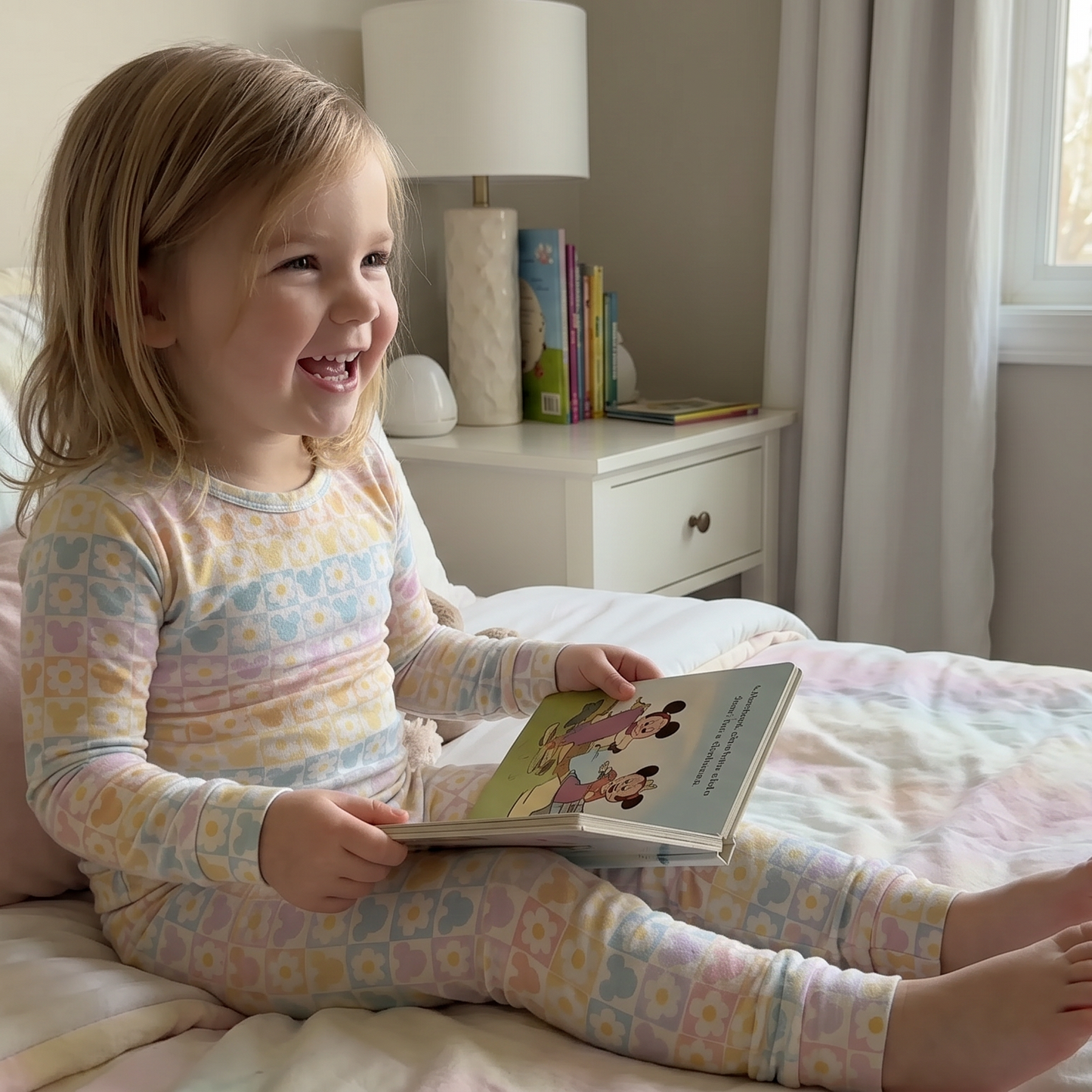 Pastel Park Checkered Toddler & Kids 2-Piece Bamboo Pajamas