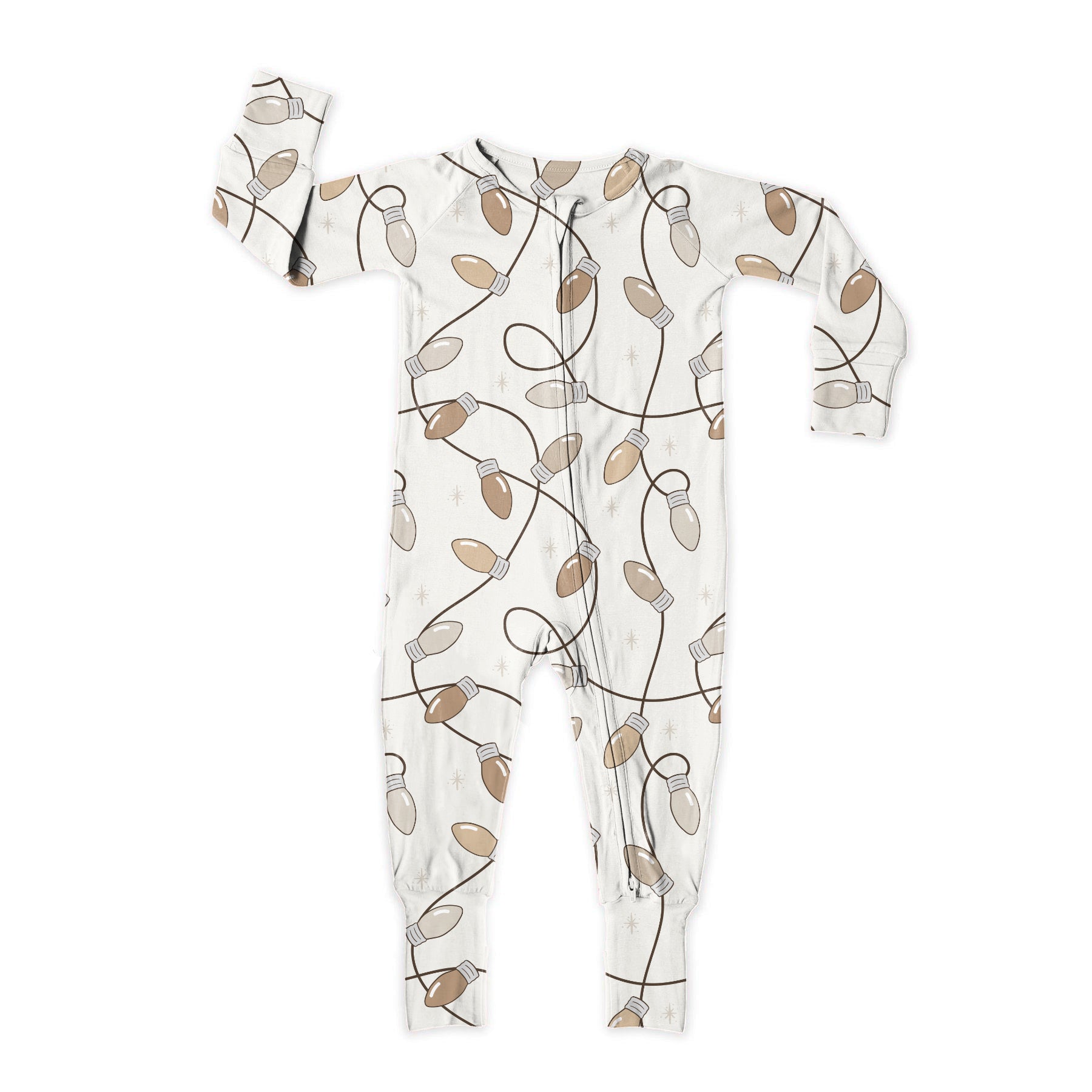 Neutral Lights Zip Up Bamboo Pajamas Sweet P Baby Co