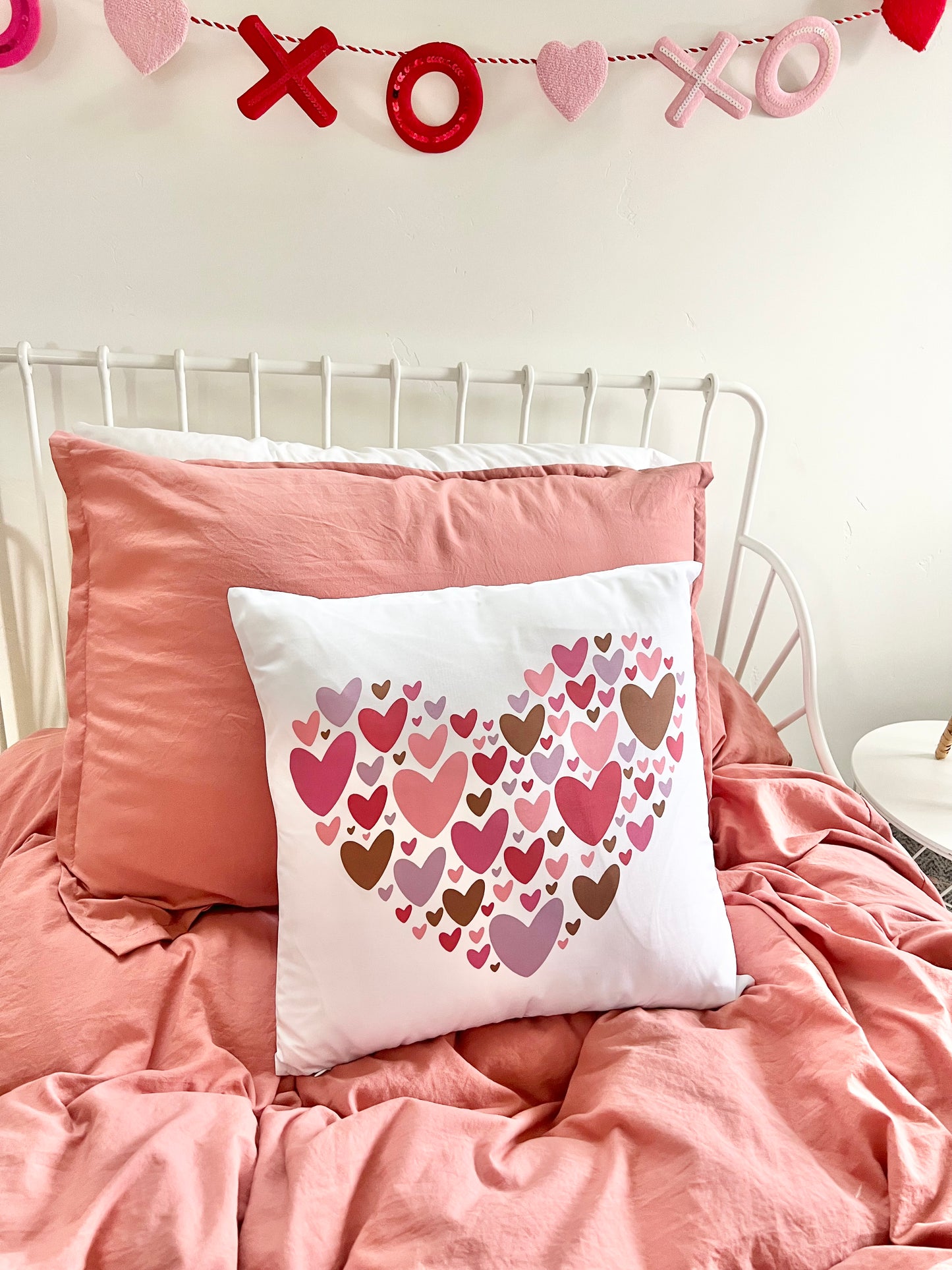 Heart Printed Pillowcase | Hearts on Hearts Pillow | Sweet P Baby Co.
