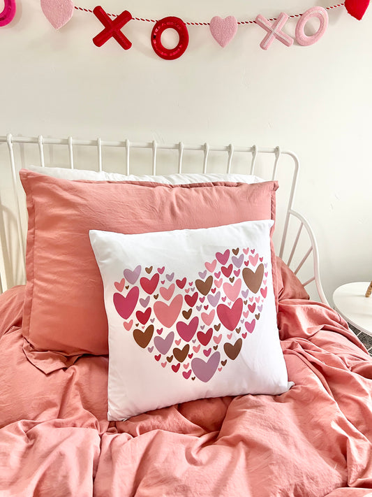 Heart Printed Pillowcase | Hearts on Hearts Pillow | Sweet P Baby Co.
