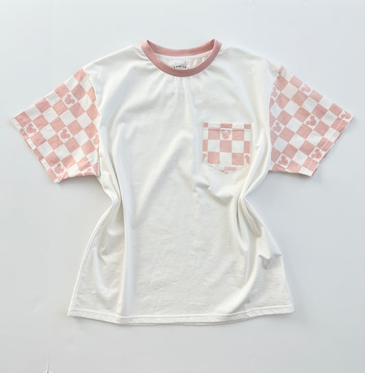 Pink Checkered Magic Adult Pocket Tee
