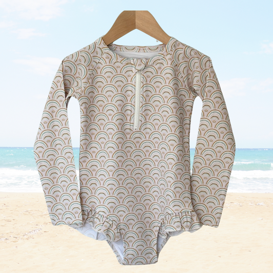 Boho Rainbows Long Sleeve Swimsuit