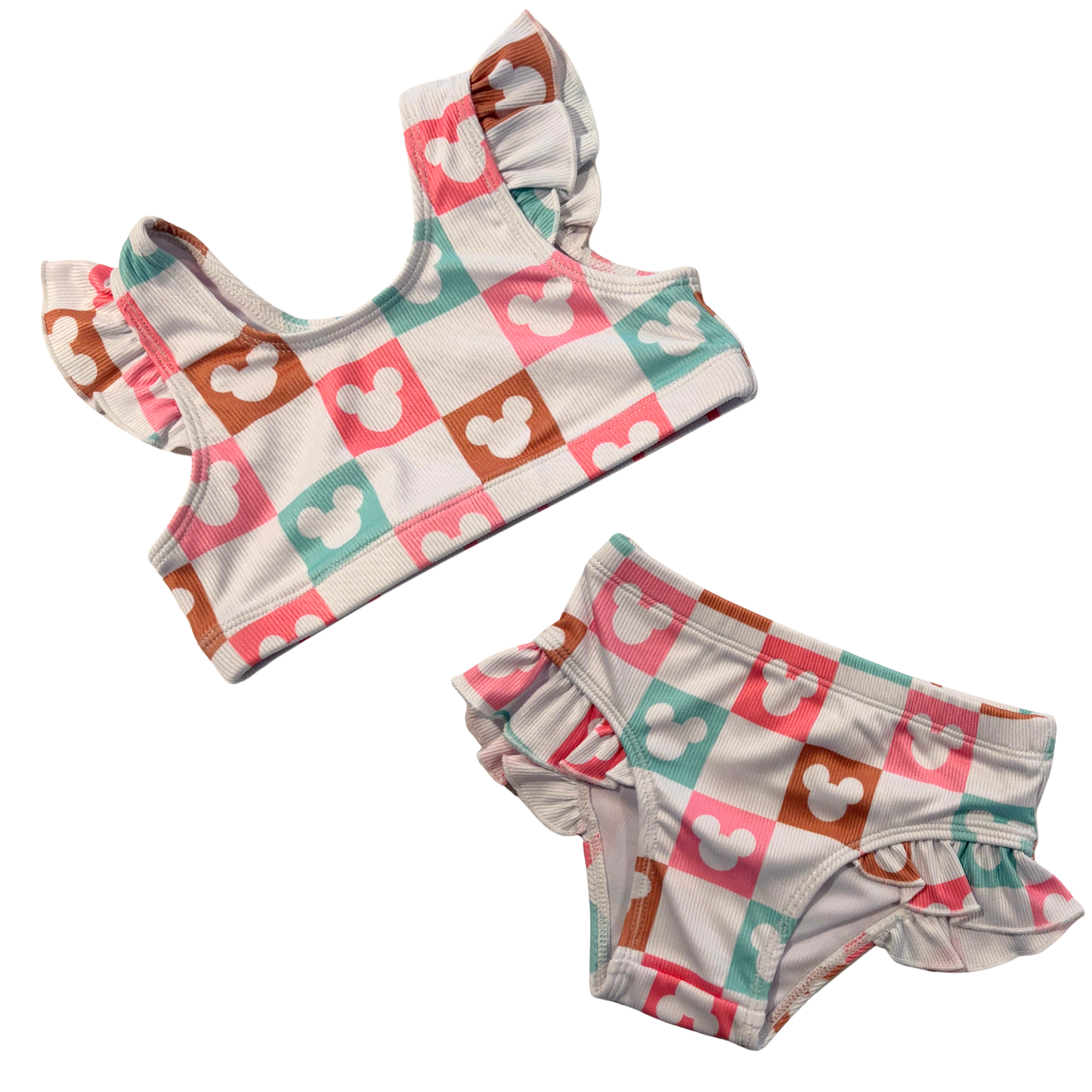 Coastal Mouse Check Ribbed Bikini