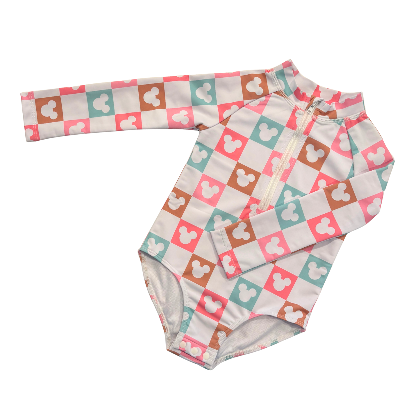 Coastal Mouse Check Long Sleeve Swimsuit