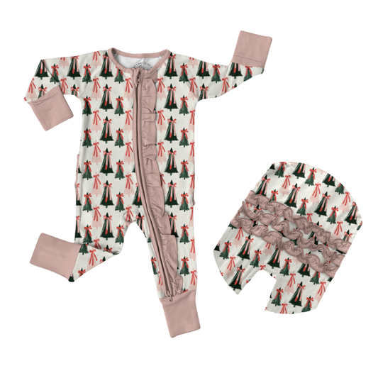 Peppermint Pines Zippy Ruffled Romper