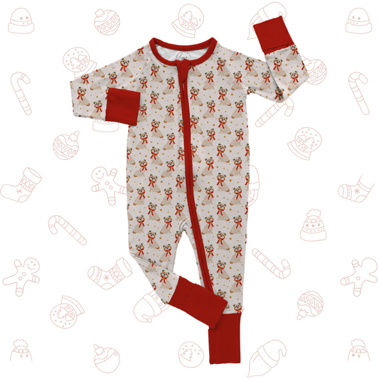 Holly Doodle Zip Up Bamboo Pajamas PRE-ORDER