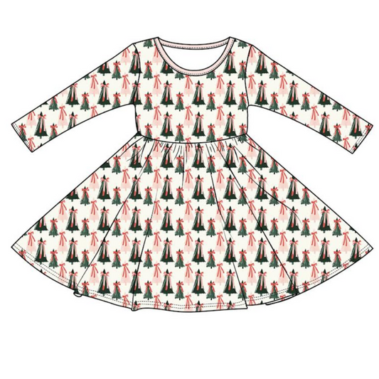 Peppermint Pines Long Sleeve Twirl Dress PRE-ORDER