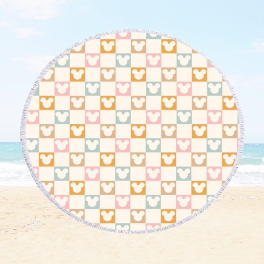 Checkered Magic Round Beach Towel Blanket