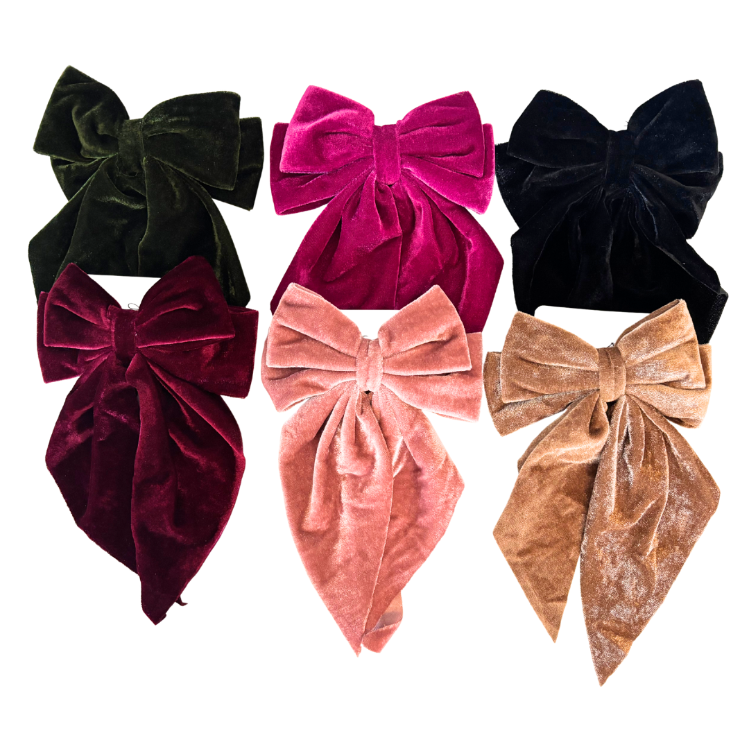 Long Velvet Alligator Clip Bow