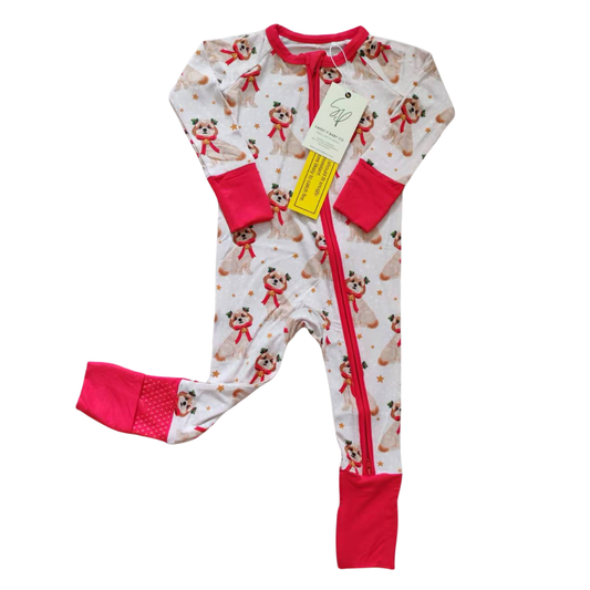 Holly Doodle Zip Up Bamboo Pajamas