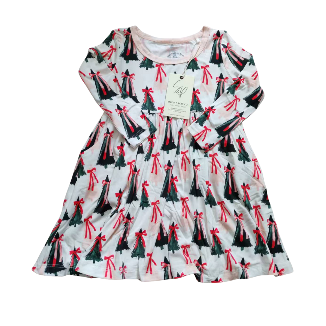 Peppermint Pines Long Sleeve Twirl Dress