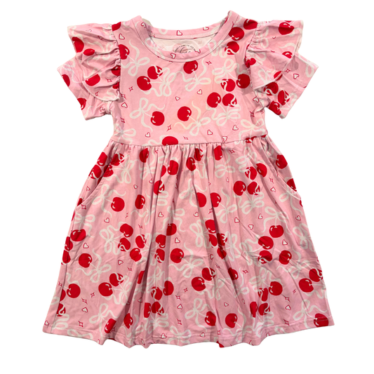 Pink Cherry Girls Twirl Dress