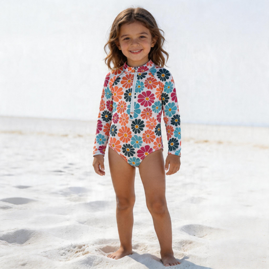 Boho Bloom Long Sleeve Swimsuit