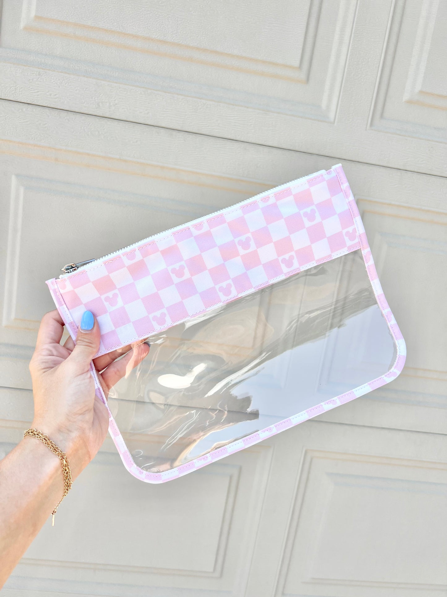 Pink Checkered Magic Clear Pouch