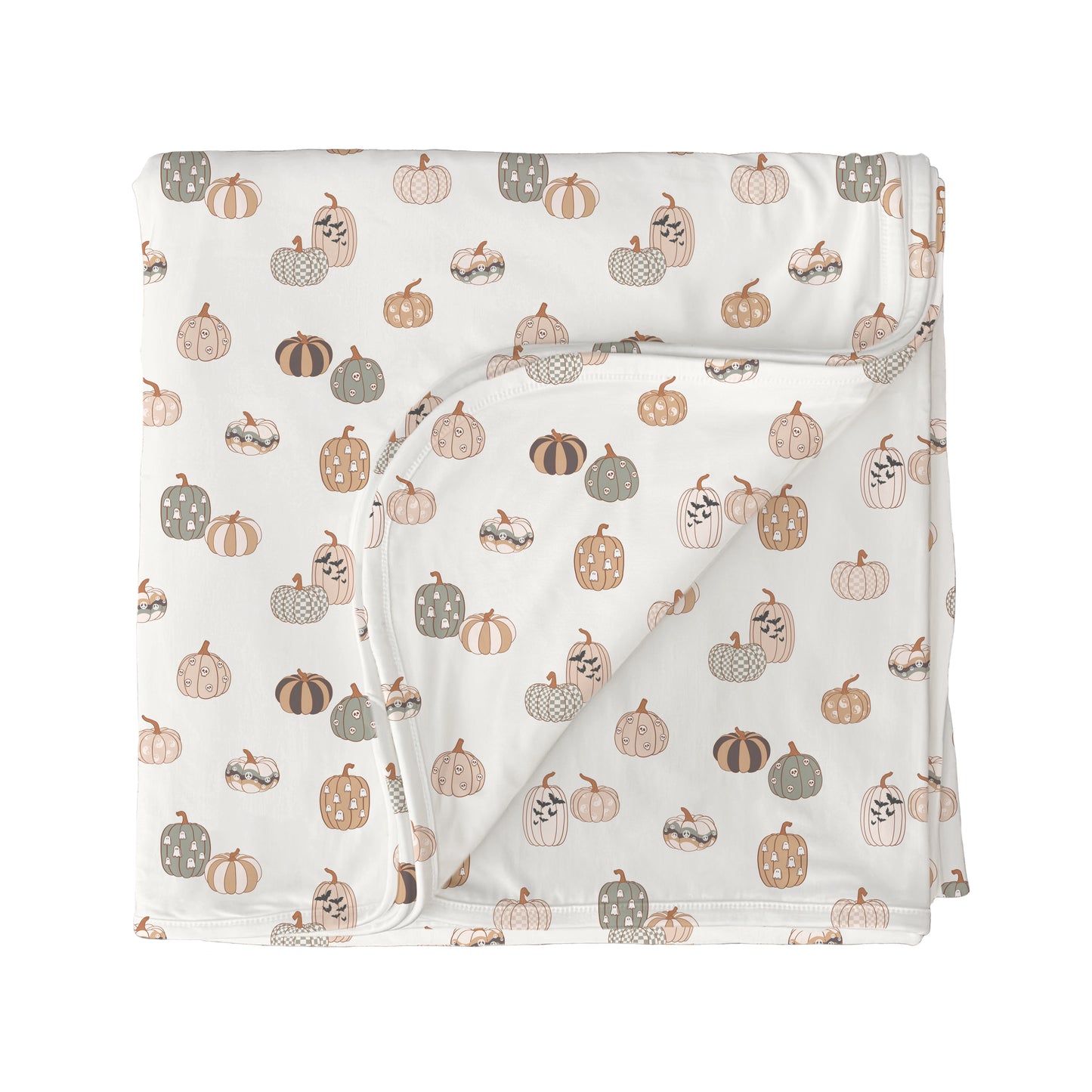 Neutral Whimsy Pumpkins Bamboo 3-Layer Blanket