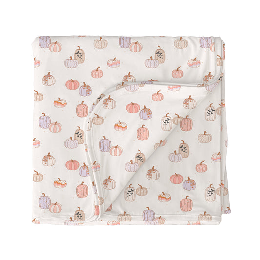 Pink Whimsy Pumpkins Bamboo 3-Layer Blanket