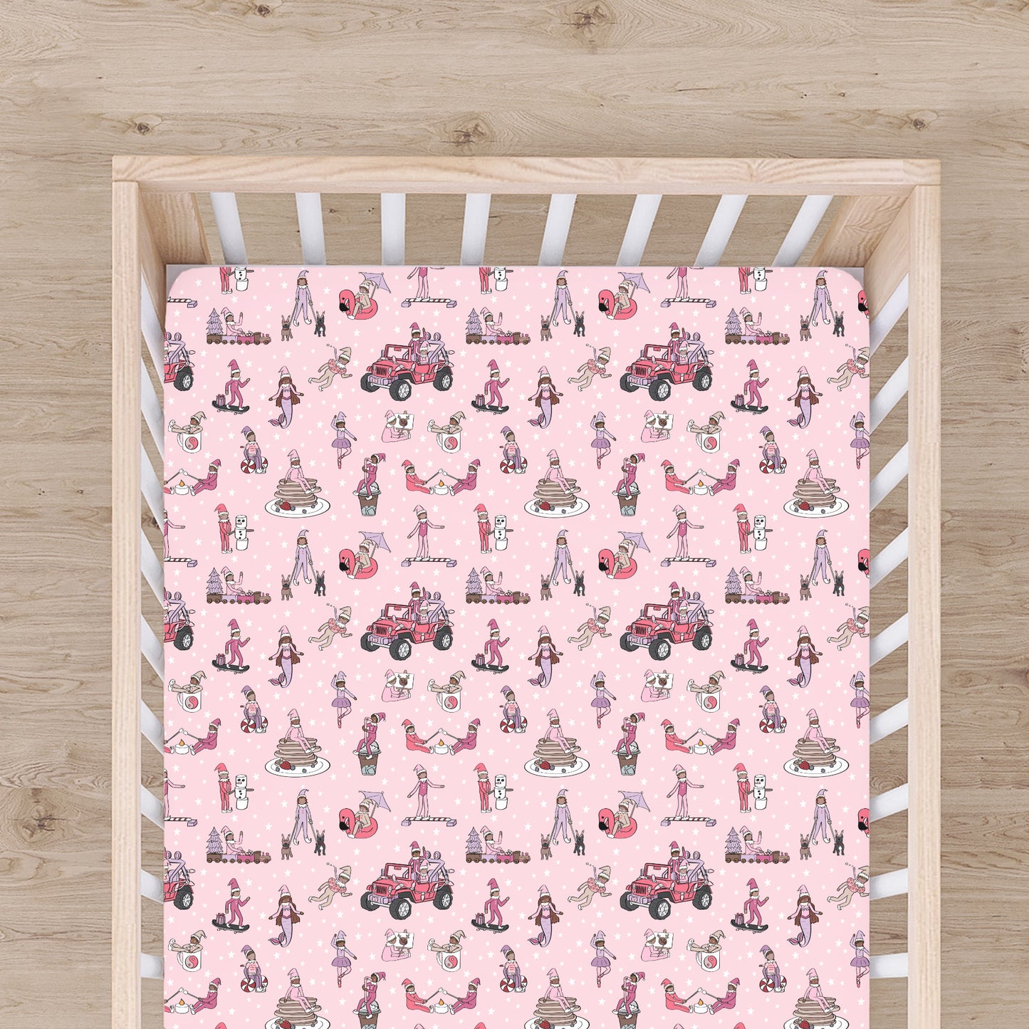 Pink Elfie Bamboo Crib Sheet