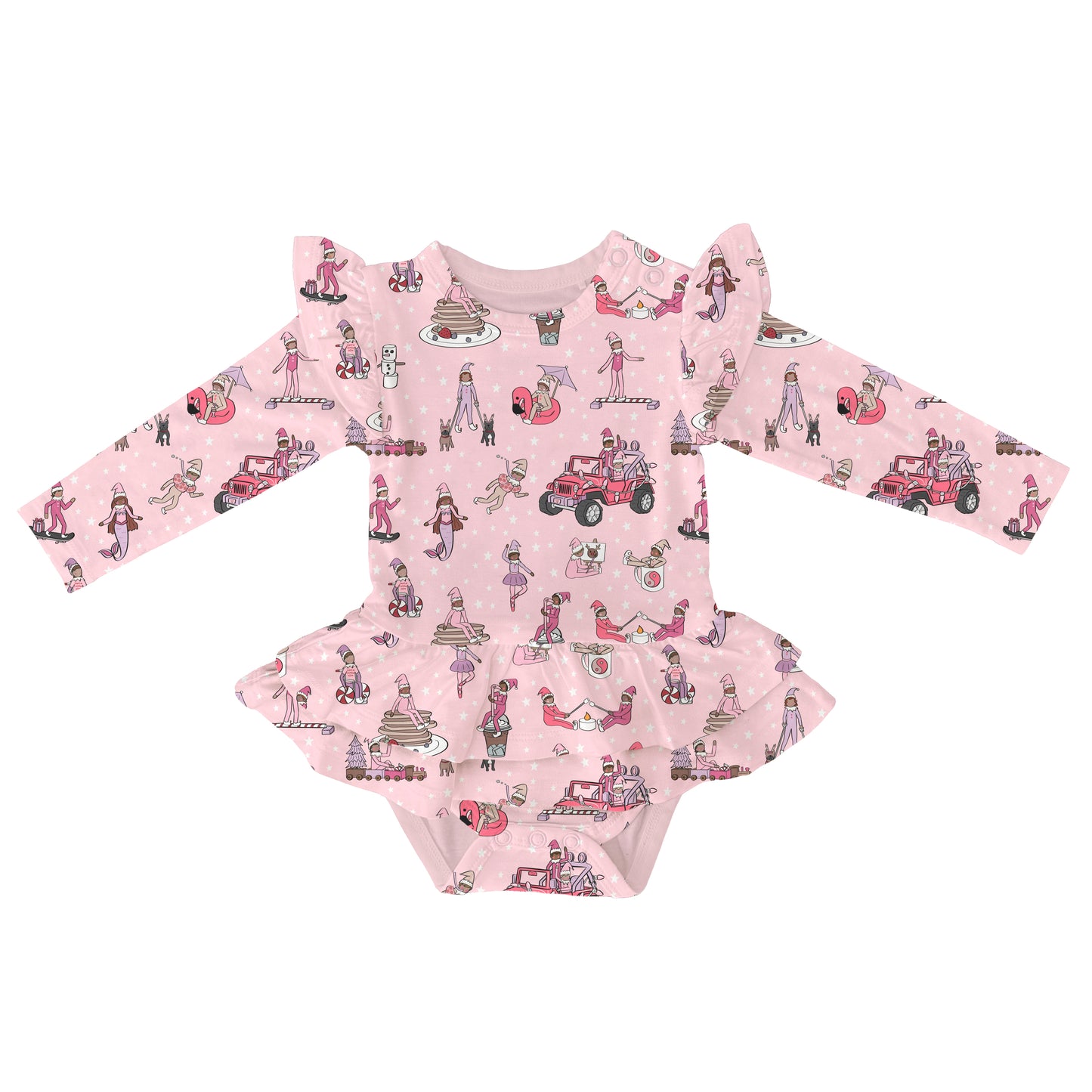 Pink Elfie Long Sleeve Baby Twirl Dress