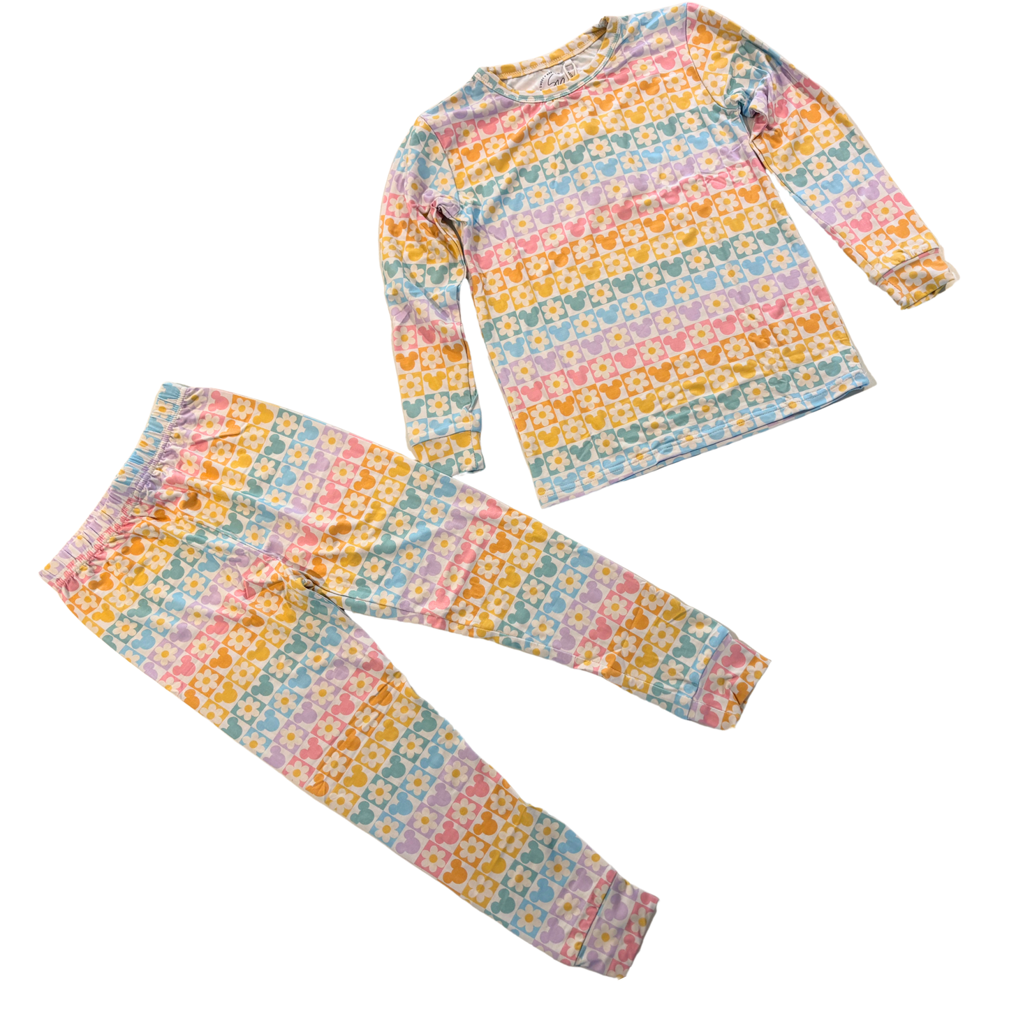 Pastel Park Checkered Toddler & Kids 2-Piece Bamboo Pajamas