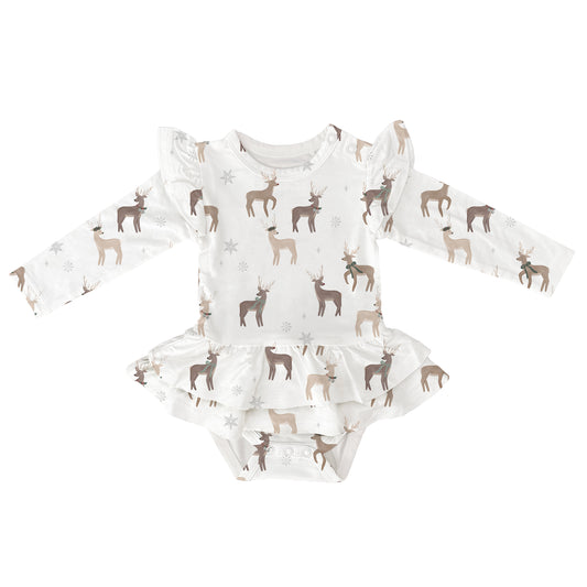 Reindeer Long Sleeve Baby Twirl Dress