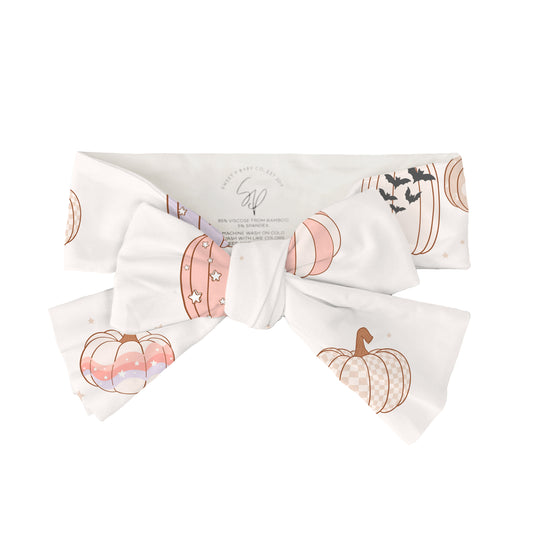 Pink Whimsy Pumpkins Headband Bow