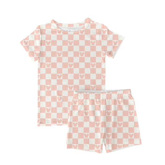 Pink Checkers & Magic Toddler & Kids Shorts Bamboo Set