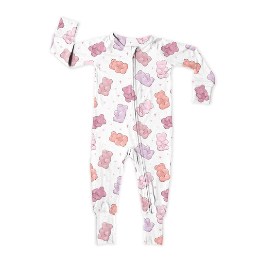 Pink Gummy Bears Zip Up Bamboo Pajamas