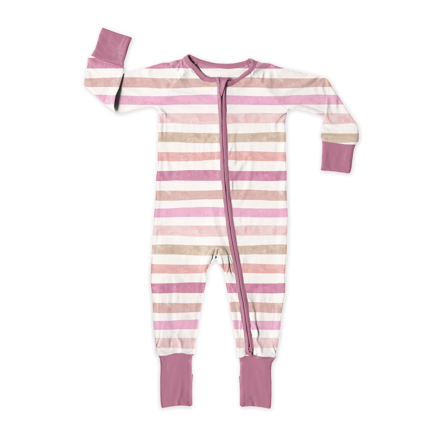 Watercolor Stripes Zip Up Bamboo Pajamas