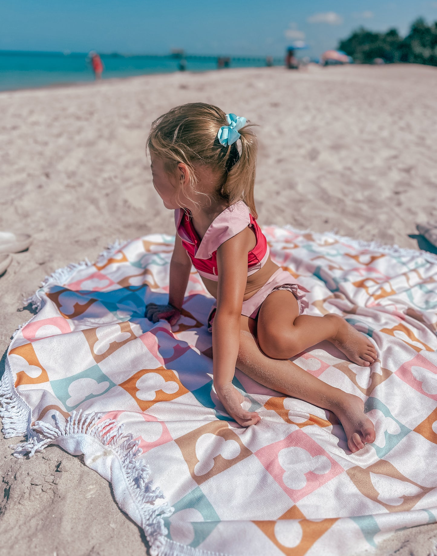 Checkered Magic Round Beach Towel Blanket