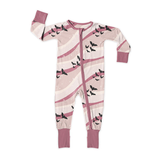 Mauve Bats Zip Up Bamboo Pajamas