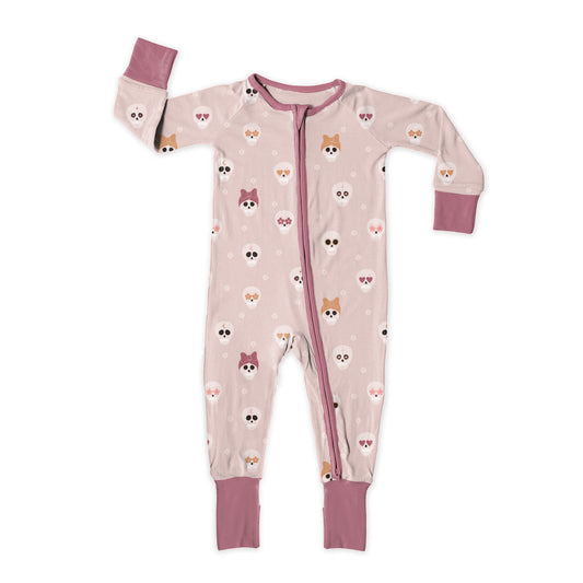 Skulls But Cute Zip Up Bamboo Pajamas