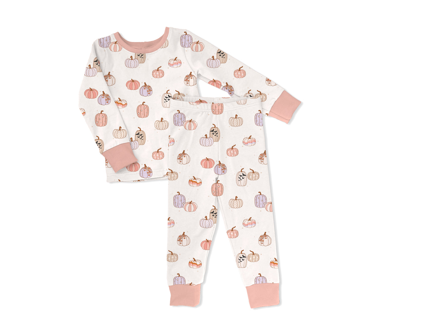 Pink Whimsy Pumpkins Toddler & Kids 2-Piece Bamboo Pajamas