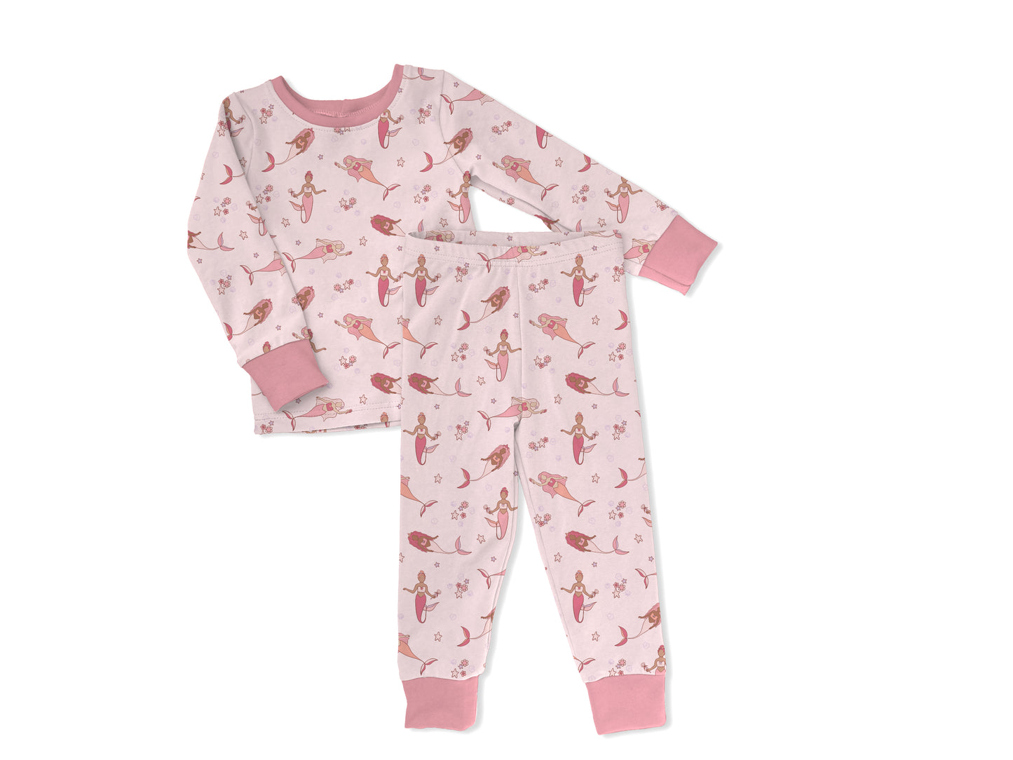 Pink Mermaid Bamboo Toddler 2-Piece Pajamas