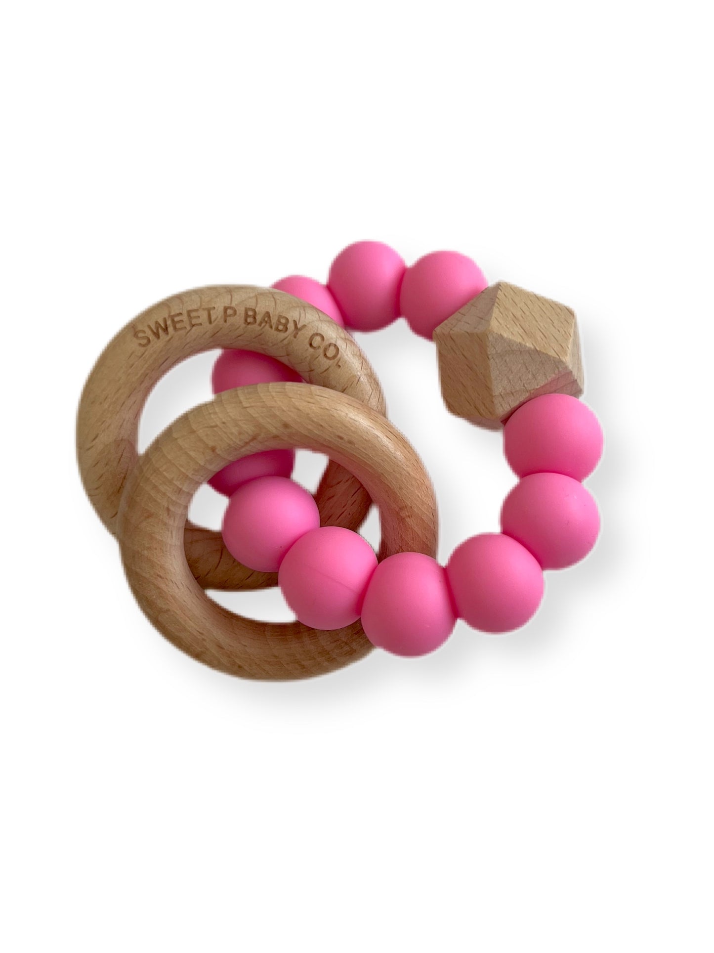 Bubblegum Wooden Teether | Wooden Ring Teether | Sweet P Baby Co.