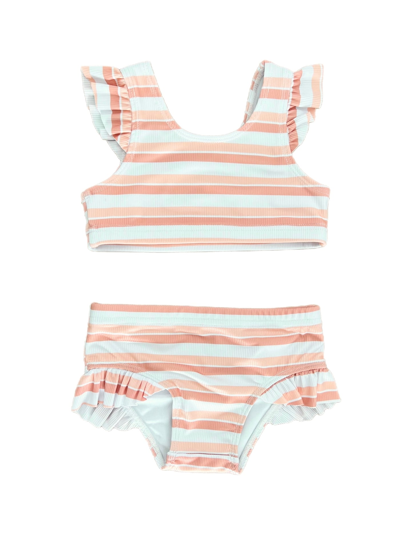 Peachy Stripes Ribbed Bikini