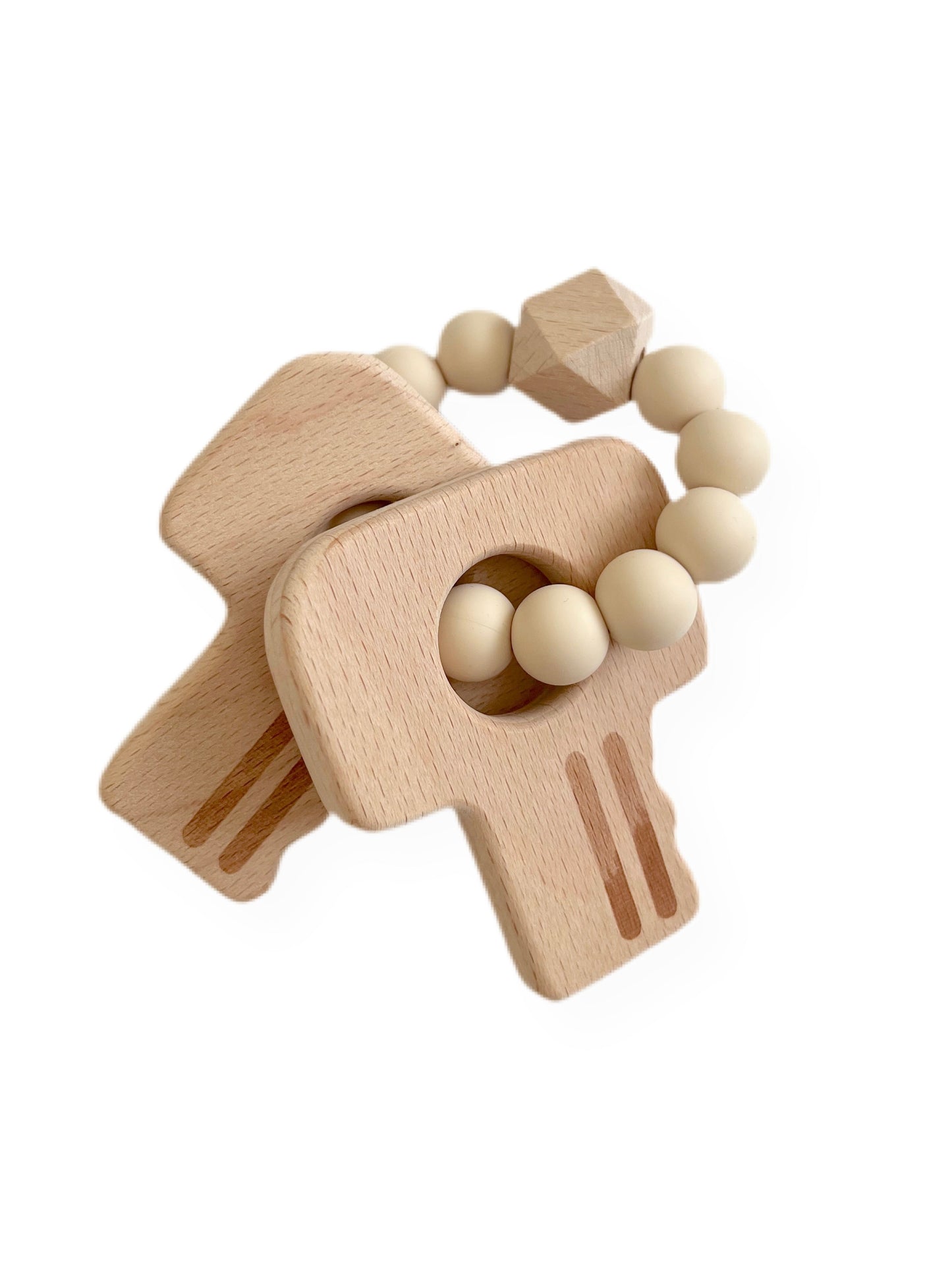 Sand Wooden Key Teether