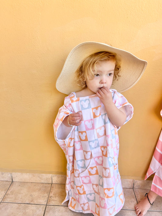 Checkered Magic Toddler & Kids Hooded Towel Pool Poncho
