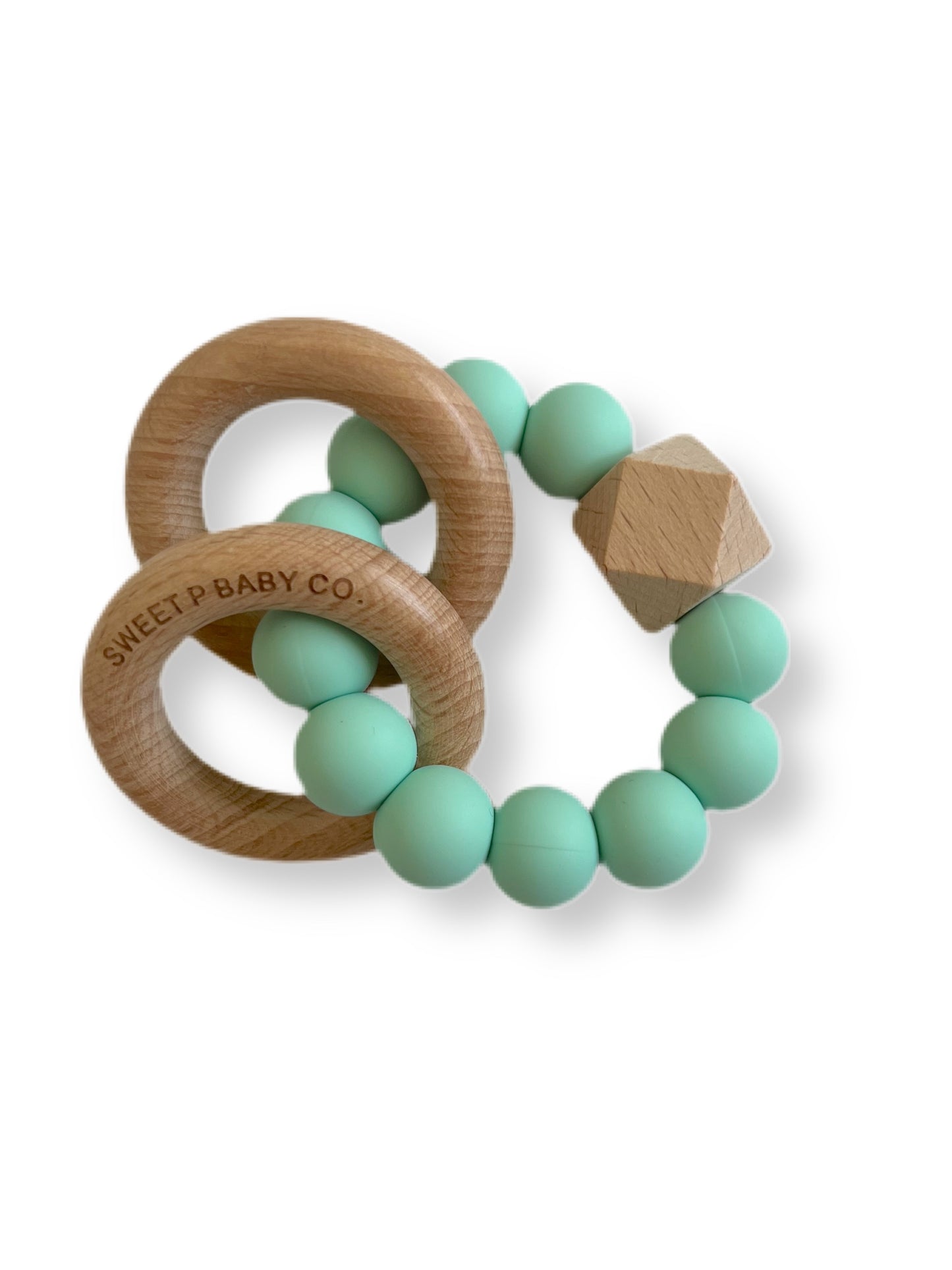 Mint Double Ring Wooden Teether
